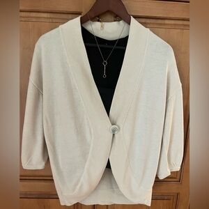 Ann Taylor Single Button Closure Cream Cardigan - Size Medium